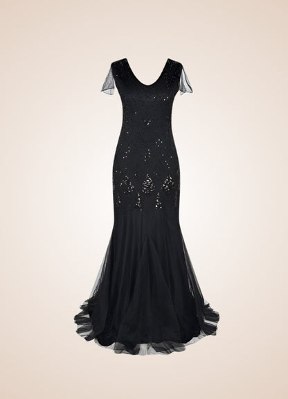 Women's Black Steampunk Long Dress UK