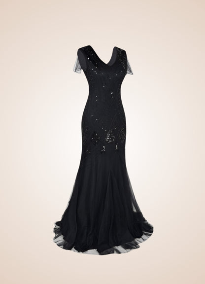 Women's Black Steampunk Long Dress UK