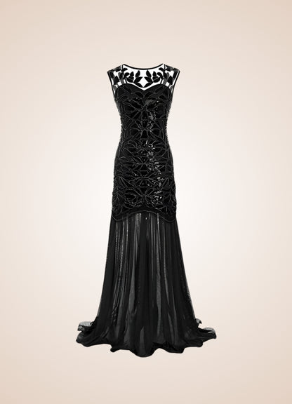 Women's Steampunk Black Sequins Dress UK