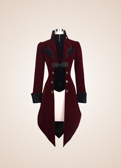 Women's Steampunk Tailcoat Burgundy UK