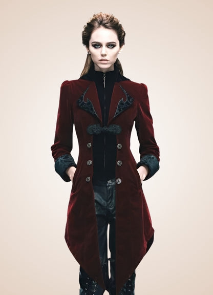 Women's Steampunk Tailcoat Burgundy UK