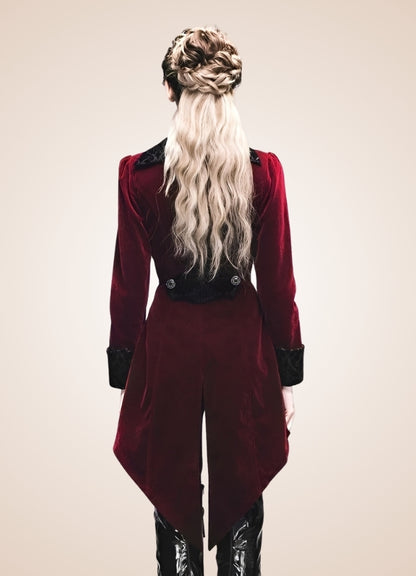 Women's Steampunk Tailcoat Burgundy UK